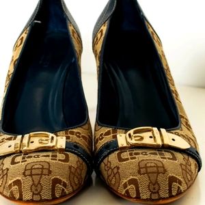 $800 Gucci pre-owned Italy Brown Leather Detail Heels Womens US 9.5 EXCELLENT!